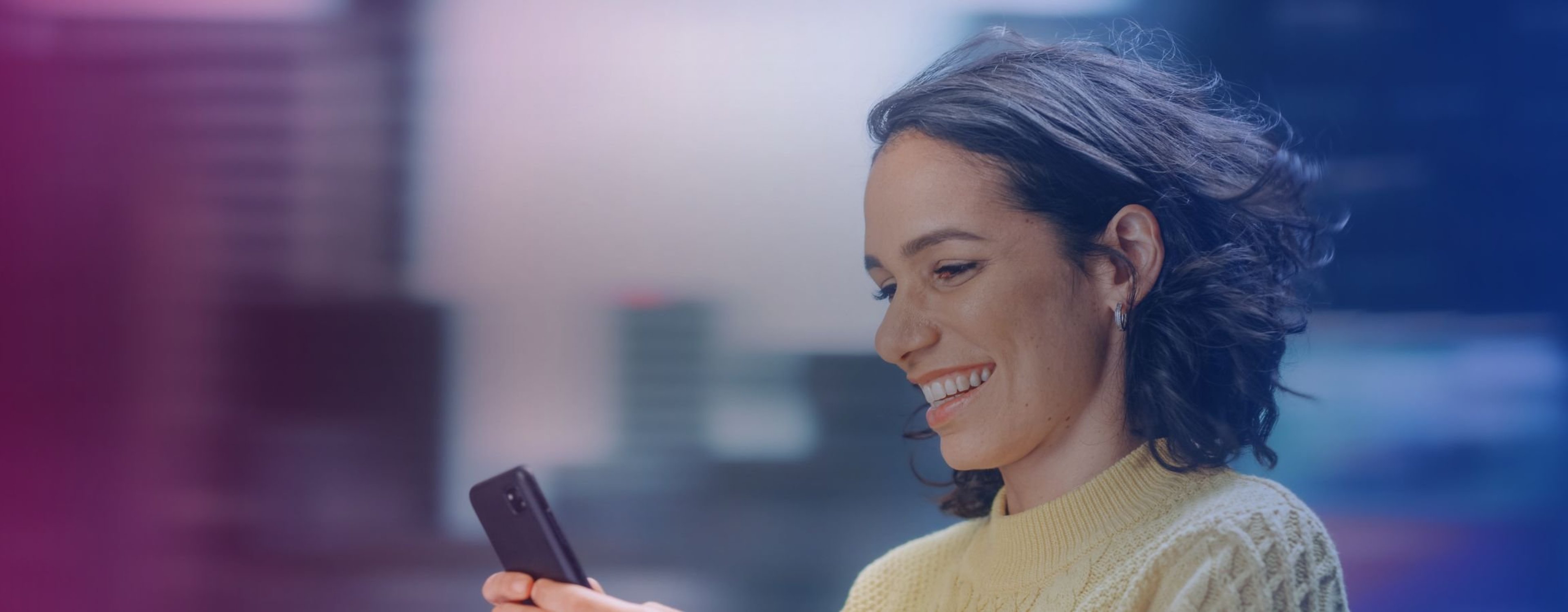 Woman looking at a smart phone